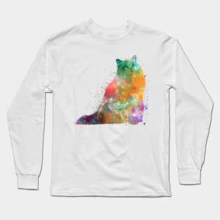 Turkish Angora cat in watercolor Long Sleeve T-Shirt